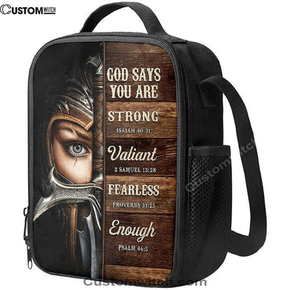 God Says You Are Female Warrior Lunch Bag, Knight Of God Lunch Bag, Christian Lunch Bag, Religious Lunch Box For School, Picnic