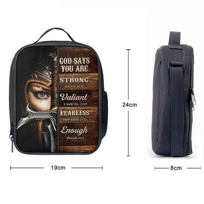 God Says You Are Female Warrior Lunch Bag, Knight Of God Lunch Bag, Christian Lunch Bag, Religious Lunch Box For School, Picnic