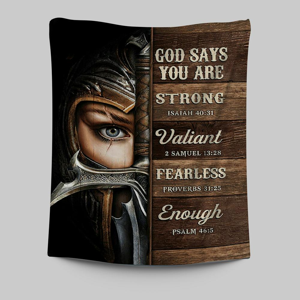 God Says You Are Female Warrior Tapestry - Knight Of God Tapestry Art ...