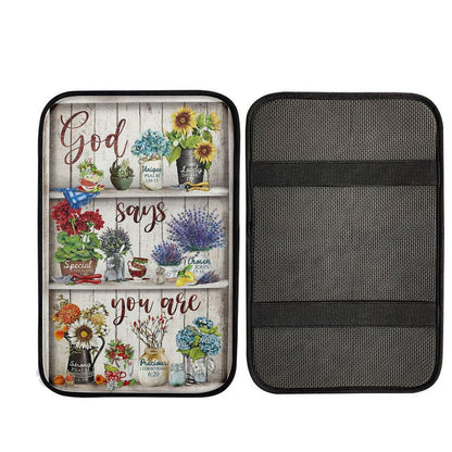 God Says You Are Flower Car Center Console Cover, Christian Car Accessories