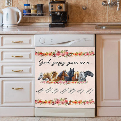 God Says You Are Flower Dishwasher Cover, Christian Dishwasher Stickers, Religious Kitchen Decor