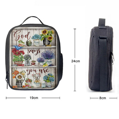 God Says You Are Flower Lunch Bag, Christian Lunch Bag, Religious Lunch Box For School, Picnic