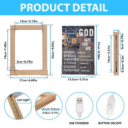 God Says You Are Frame Lamp - Christian Gifts For Trucker Drivers - Christian Night Light Decor