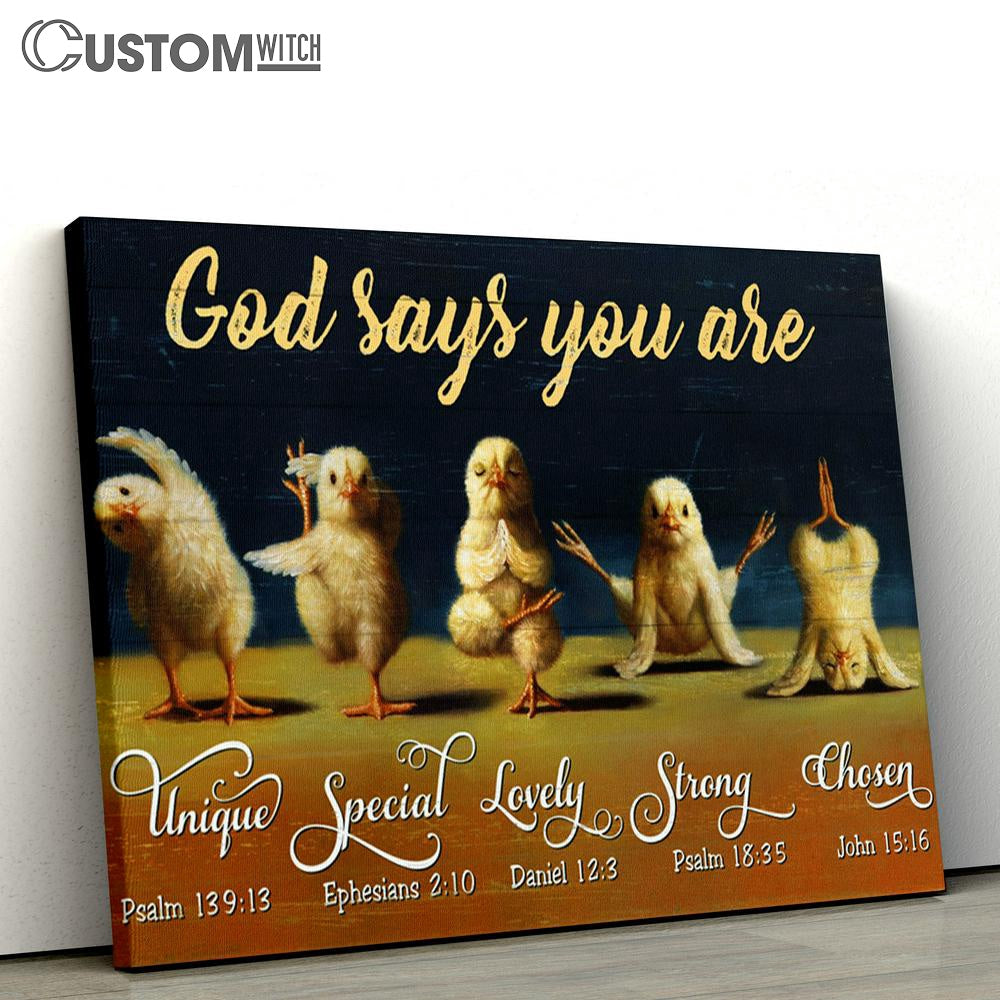 God Says You Are Funny Chicken Yoga Large Canvas Art - Christian Wall Art Home Decor - Religious Canvas Prints