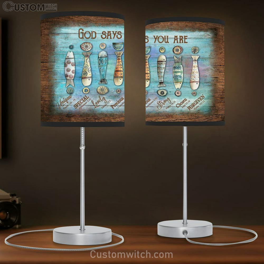 God Says You Are Hook Fishing Rod Table Lamb Gift - Bible Verse Table Lamb - Religious Bedroom Decor