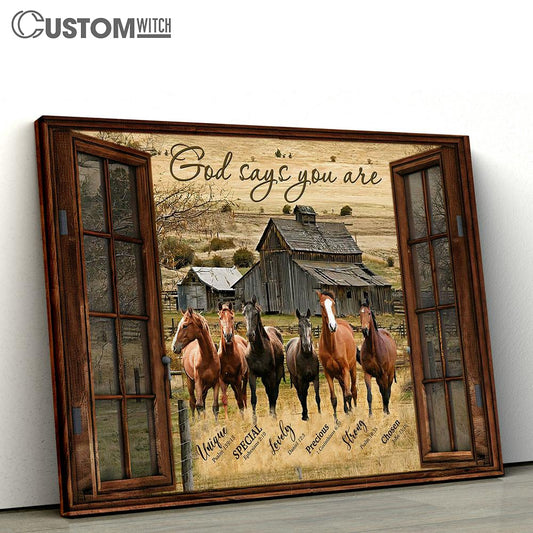 God Says You Are Horse Canvas Wall Art - Christian Wall Canvas - Scripture Canvas Prints