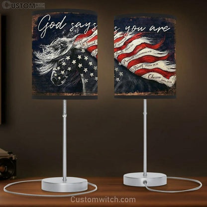 God Says You Are Horse Flag Table Lamb Gift - Christian Wall Table Lamb - Scripture Table Lamb Prints