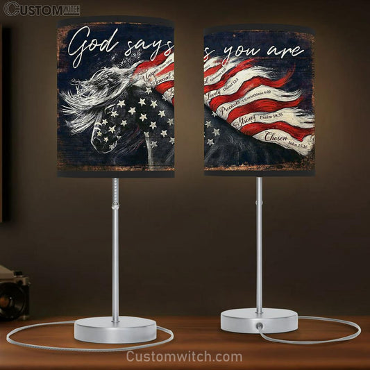 God Says You Are Horse Flag Table Lamb Gift - Christian Wall Table Lamb - Scripture Table Lamb Prints