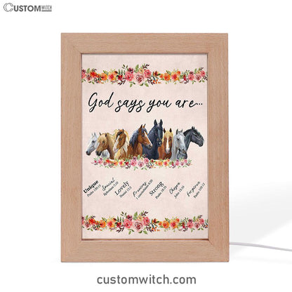 God Says You Are Horse Frame Lamp Art - Christian Frame Lamp - Religious Gifts Night Light