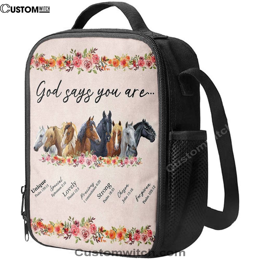 God Says You Are Horse Lunch Bag, Christian Lunch Bag, Religious Lunch Box For School, Picnic