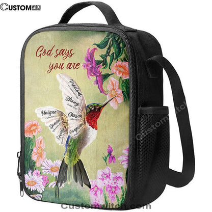 God Says You Are Hummingbird Lunch Bag, Christian Lunch Bag, Religious Lunch Box For School, Picnic