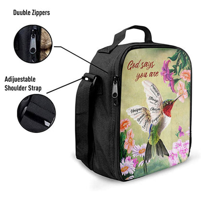 God Says You Are Hummingbird Lunch Bag, Christian Lunch Bag, Religious Lunch Box For School, Picnic