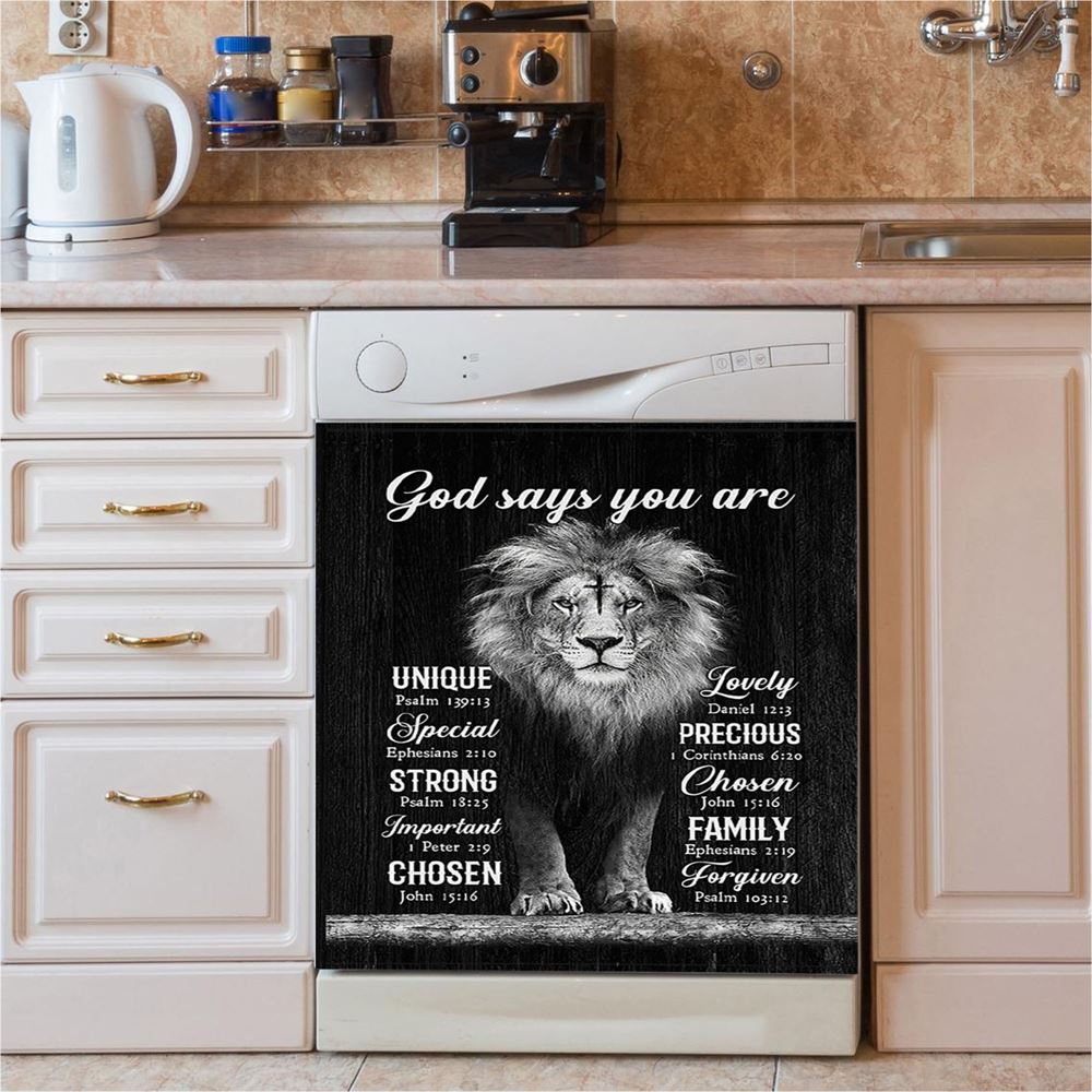 God Says You Are Hummingbirds Dandelion Dishwasher Cover, Bible Verse Dishwasher Stickers, Inspirational Kitchen Decor