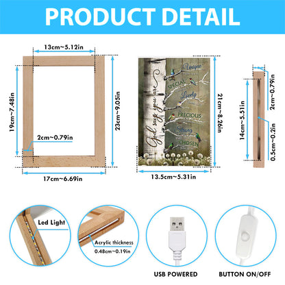 God Says You Are Hummingbirds Dandelion Frame Lamp Art - Bible Verse Wooden Lamp - Inspirational Art - Christian Home Decor