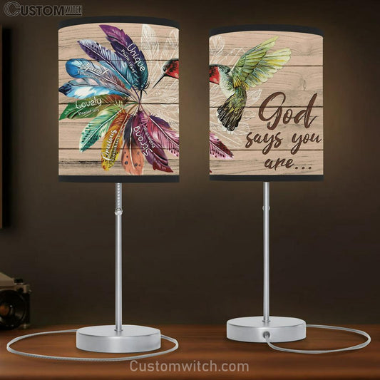 God Says You Are Hummingbirds Large Table Lamb Art - Christian Lamb Gift Home Decor - Religious Table Lamb Prints