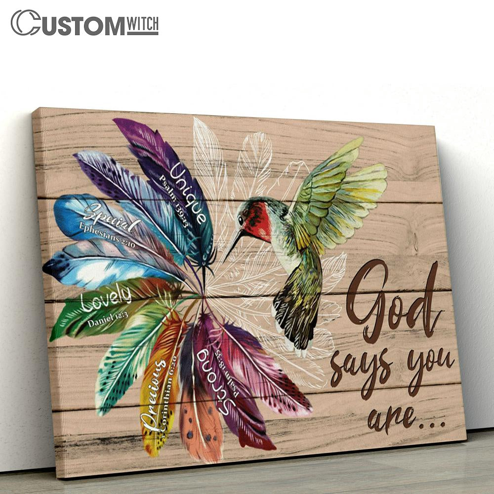 God Says You Are Hummingbirds Large Canvas Art - Christian Wall Art Home Decor - Religious Canvas Prints
