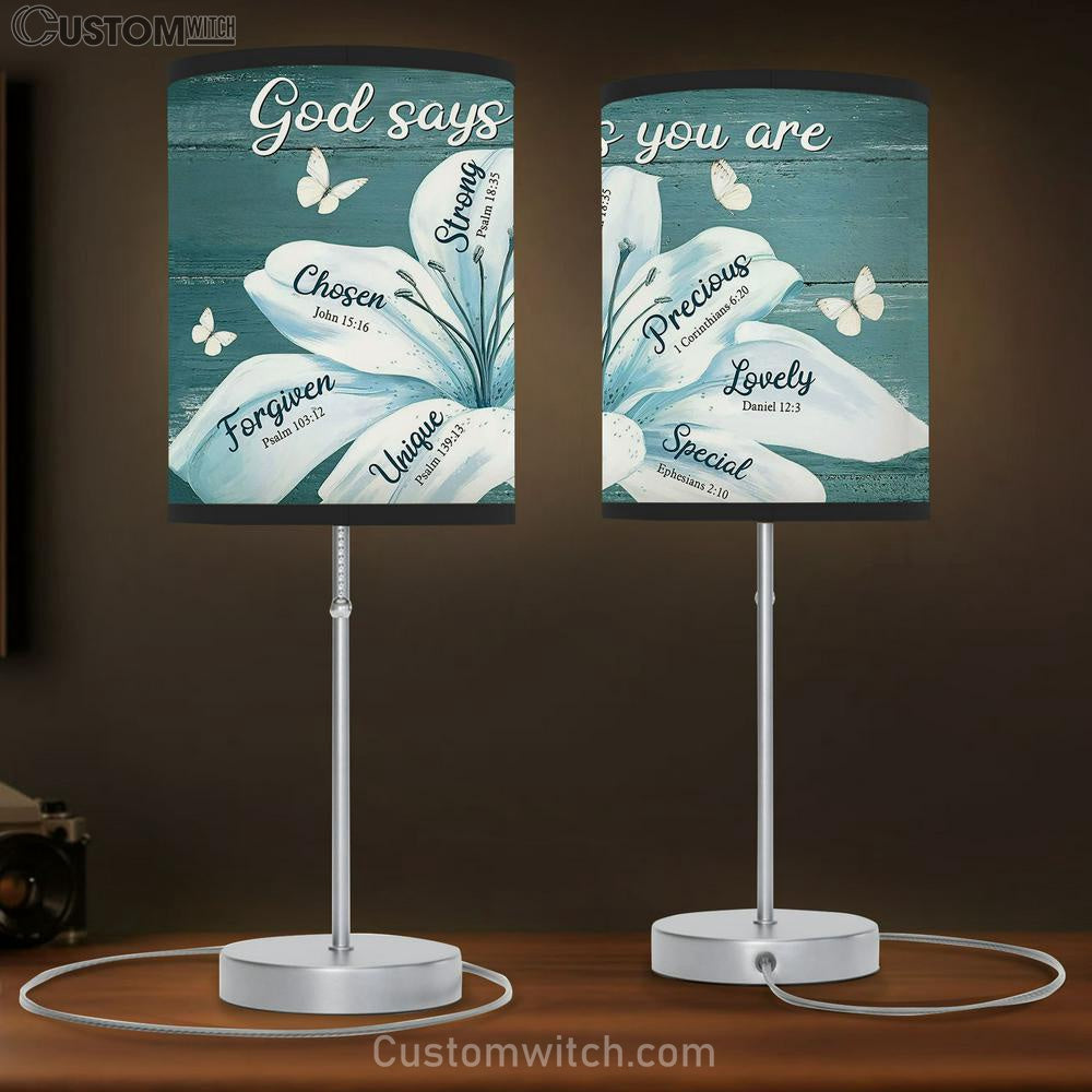 God Says You Are Lily Table Lamb Gift - Christian Wall Table Lamb - Scripture Table Lamb Prints