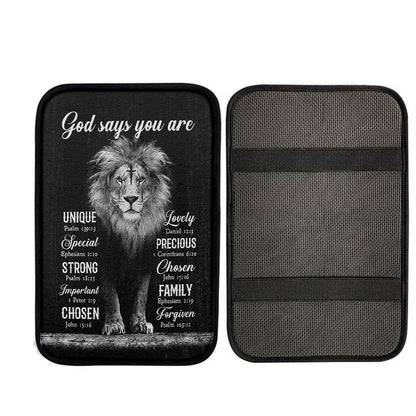 God Says You Are Lion Of Judah Cross Car Center Console Cover, Religious Car Interior Accessories