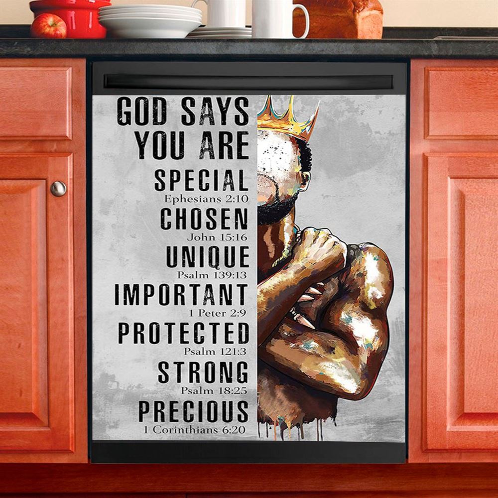 God Says You Are Lion Of Judah Cross Dishwasher Cover, Bible Verse Dishwasher Stickers, Christian Inspirational Kitchen Decor