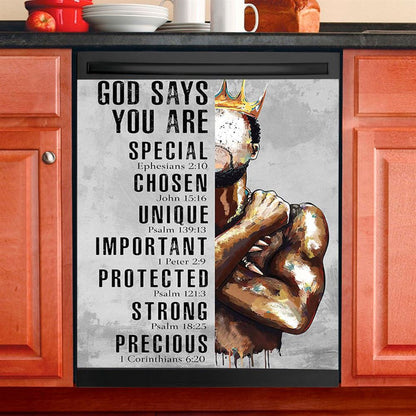 God Says You Are Lion Of Judah Cross Dishwasher Cover, Bible Verse Dishwasher Stickers, Christian Inspirational Kitchen Decor