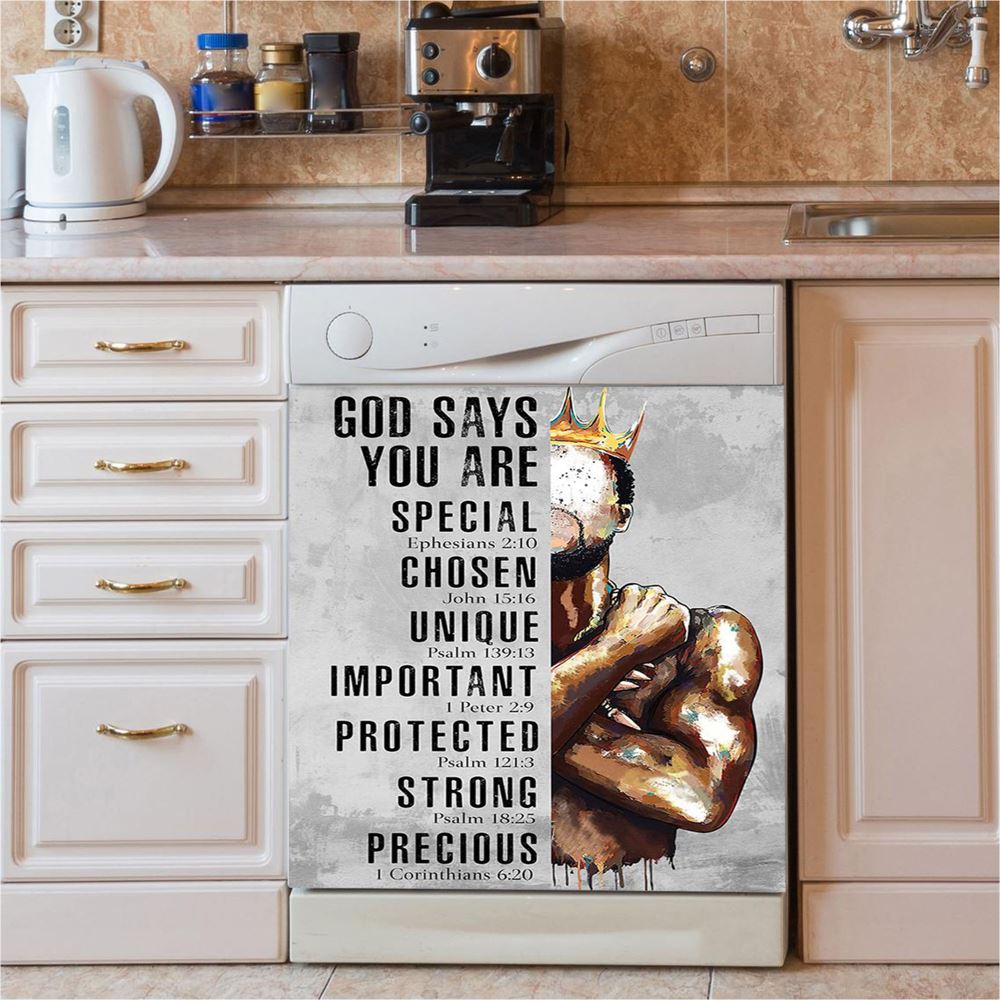 God Says You Are Lion Of Judah Cross Dishwasher Cover, Bible Verse Dishwasher Stickers, Christian Inspirational Kitchen Decor