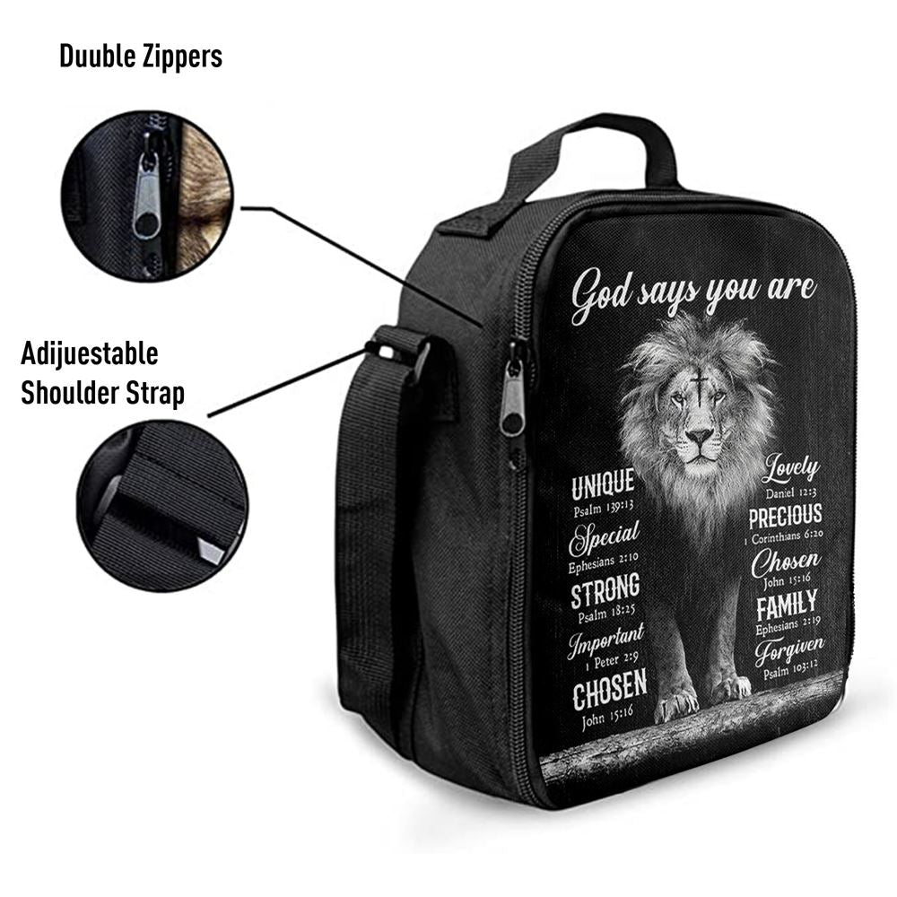 God Says You Are Lion Of Judah Cross Lunch Bag, Christian Lunch Bag, Religious Lunch Box For School, Picnic