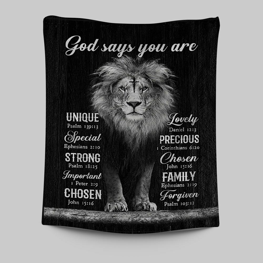 God Says You Are Lion Of Judah Cross Tapestry Art - Bible Verse Wall Art - Christian Inspirational Wall Decor