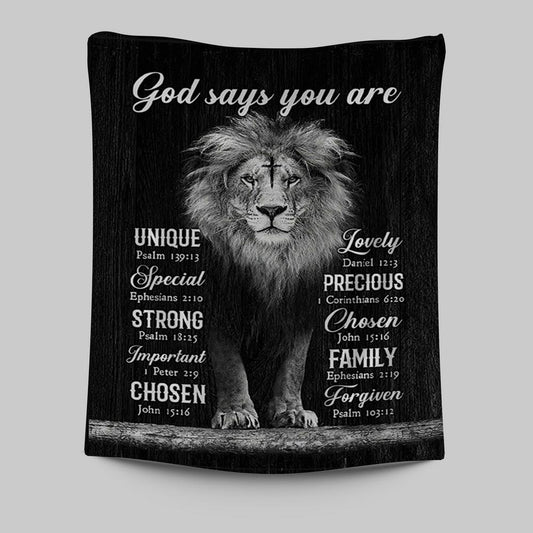 God Says You Are Lion Of Judah Cross Tapestry Art - Bible Verse Wall Art - Christian Inspirational Wall Decor