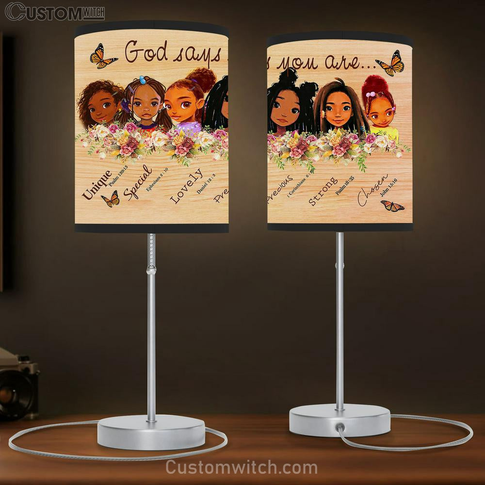 God Says You Are Little Girl Table Lamb Gift - Christian Wall Table Lamb - Scripture Table Lamb Prints