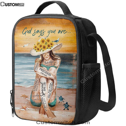 God Says You Are Lunch Bag Beautiful Girl On The Beach Lunch Bag, Christian Lunch Bag, Religious Lunch Box For School, Picnic