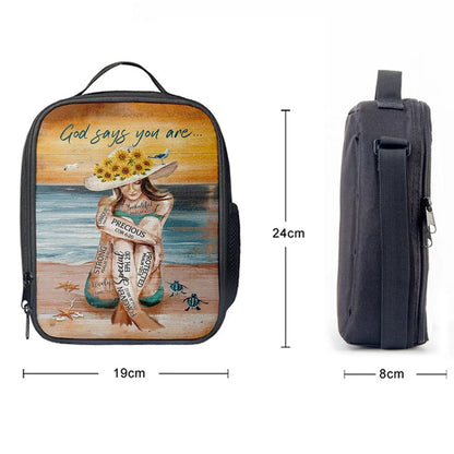 God Says You Are Lunch Bag Beautiful Girl On The Beach Lunch Bag, Christian Lunch Bag, Religious Lunch Box For School, Picnic