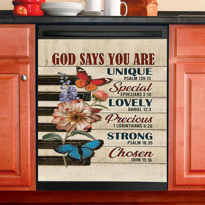 God Says You Are Motivational Black Dishwasher Cover, African American Dishwasher Stickers