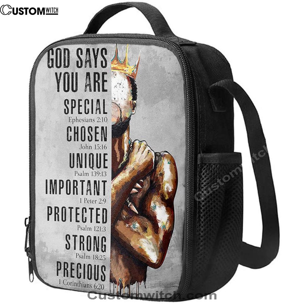 God Says You Are Motivational Black Lunch Bag, African American Lunch Bag, Christian Lunch Bag, Religious Lunch Box For School, Picnic