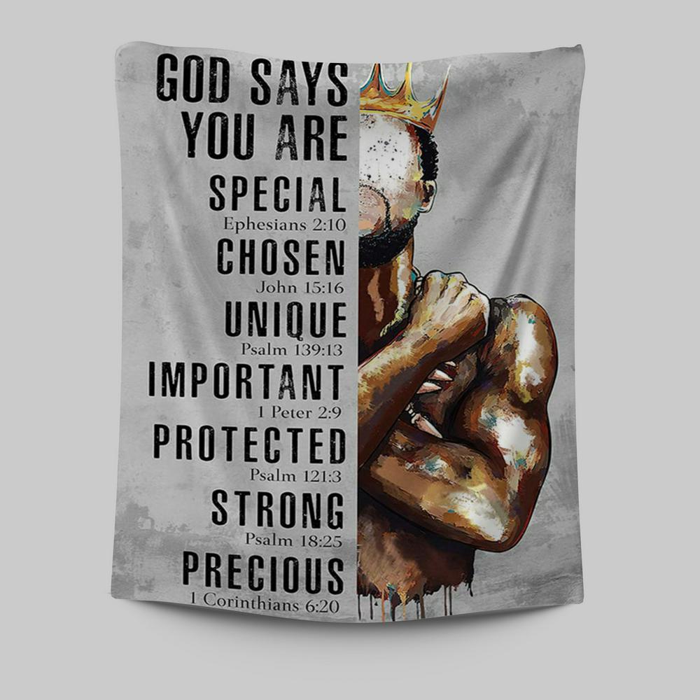God Says You Are Motivational Black Tapestry Art - African American Wa ...