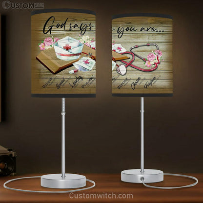 God Says You Are Nurse Table Lamb Gift - Christian Wall Table Lamb - Scripture Table Lamb Prints