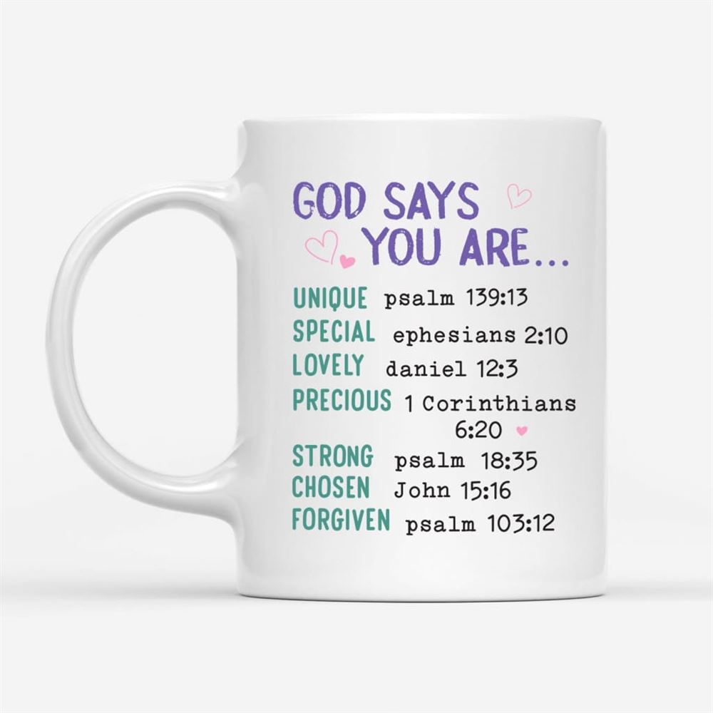 God Says You Are Personalized Photo Coffee Mug, Christian Mug, Bible Mug, Faith Gift, Encouragement Gift