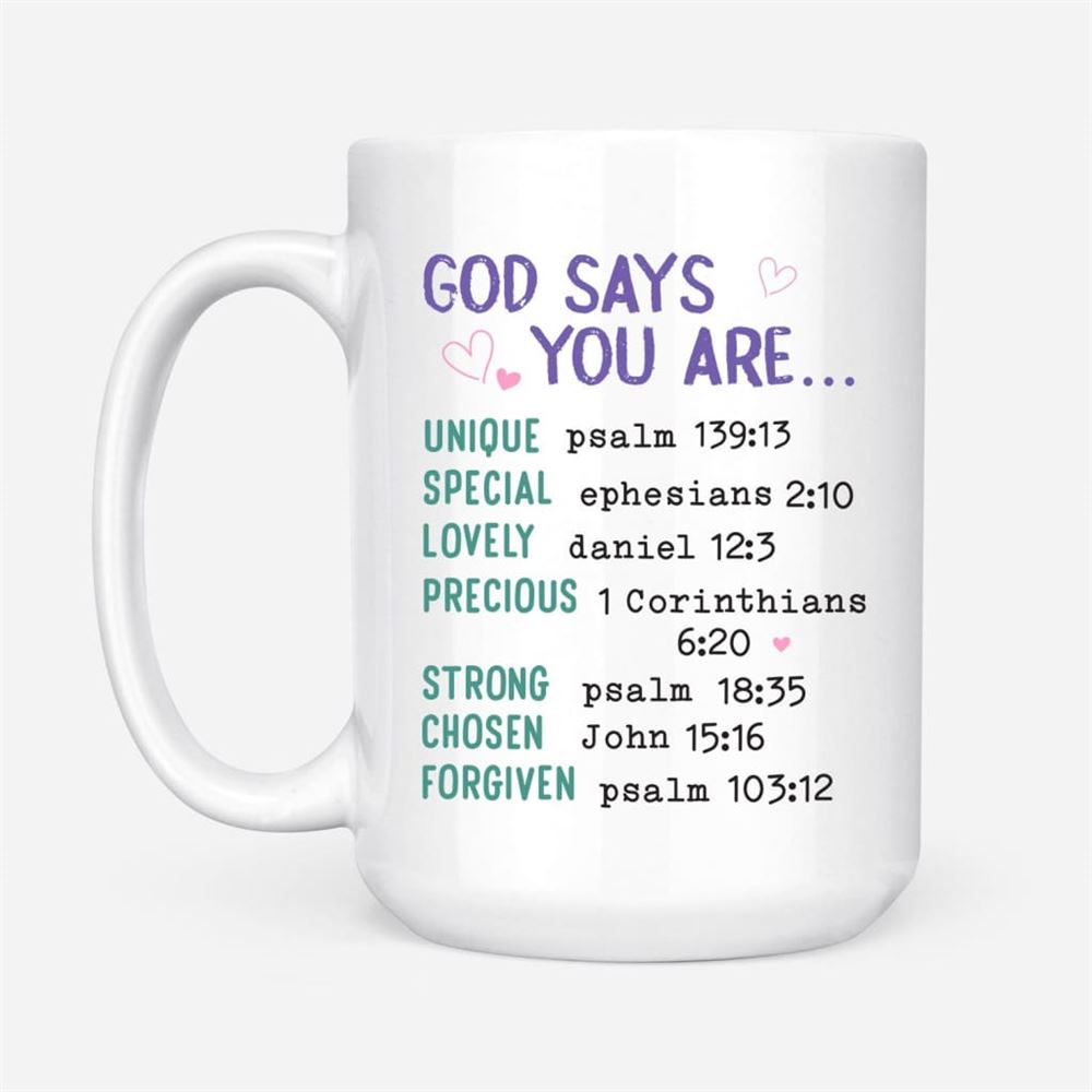 God Says You Are Personalized Photo Coffee Mug, Christian Mug, Bible Mug, Faith Gift, Encouragement Gift