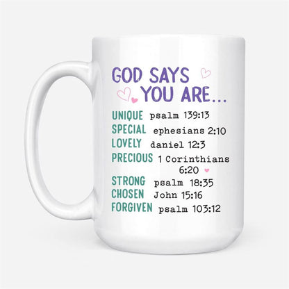 God Says You Are Personalized Photo Coffee Mug, Christian Mug, Bible Mug, Faith Gift, Encouragement Gift