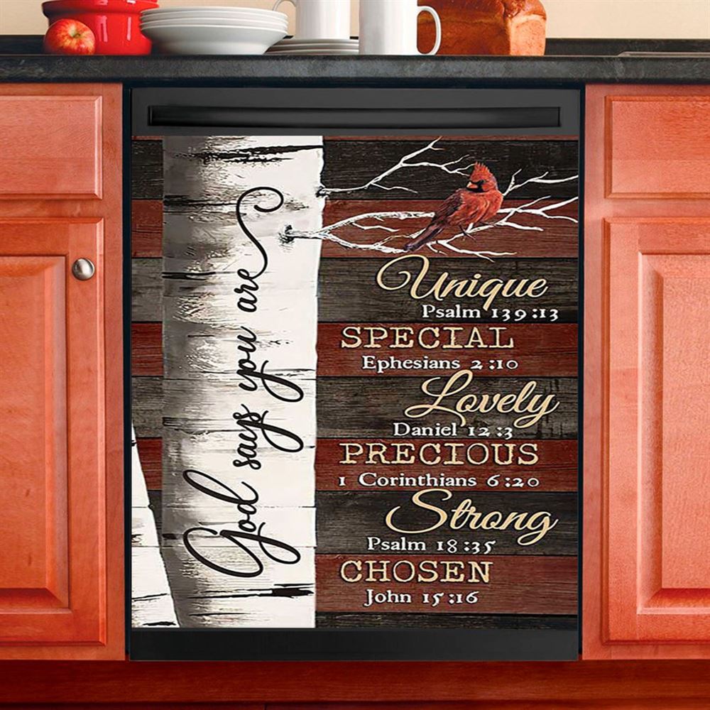 God Says You Are Piano Keys Gorgeous Butterfly Bible Verse Flowers Dishwasher Cover, Christian Dishwasher Stickers
