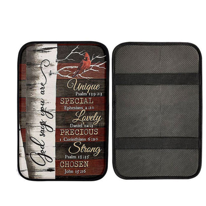 God Says You Are Red Cardinal Car Center Console Cover, Religious Car Interior Accessories