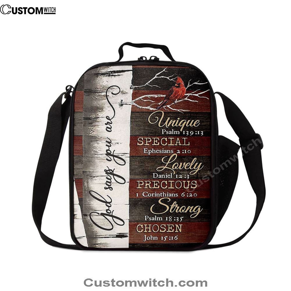 God Says You Are Red Cardinal Lunch Bag, Christian Lunch Bag, Religious Lunch Box For School, Picnic