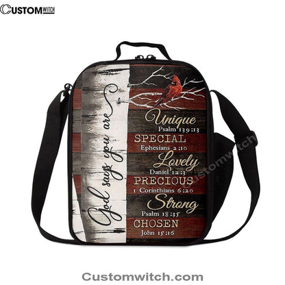 God Says You Are Red Cardinal Lunch Bag, Christian Lunch Bag, Religious Lunch Box For School, Picnic