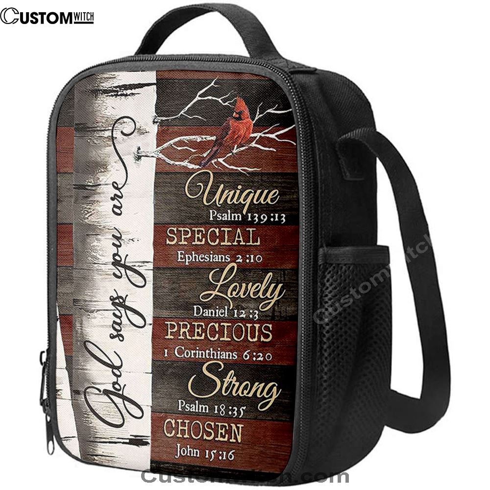 God Says You Are Red Cardinal Lunch Bag, Christian Lunch Bag, Religious Lunch Box For School, Picnic