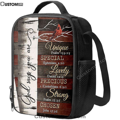 God Says You Are Red Cardinal Lunch Bag, Christian Lunch Bag, Religious Lunch Box For School, Picnic