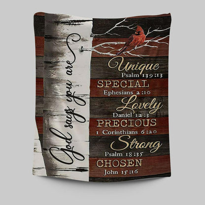 God Says You Are Red Cardinal Tapestry Wall Art - Bible Verse Tapestry Art - Inspirational Art -  Christian Indoor Wall Tapestries