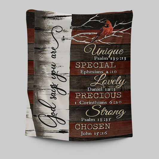 God Says You Are Red Cardinal Tapestry Wall Art - Bible Verse Tapestry Art - Inspirational Art -  Christian Indoor Wall Tapestries