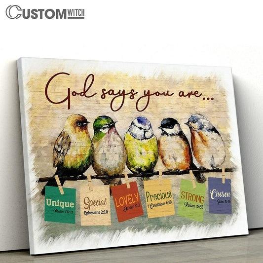 God Says You Are Sparrow Canvas Wall Art - Christian Wall Canvas - Scripture Canvas Prints