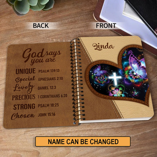God Says You Are Special Butterfly Beautiful Personalized Spiral Notebook, Scripture Gifts For Christian