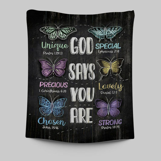 God Says You Are Tapestry Wall Art - Bible Verse Tapestry Art - Inspirational Art -  Christian Indoor Wall Tapestries