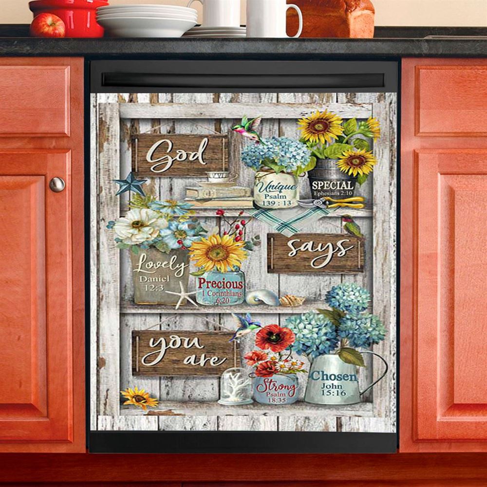 God Says You Are The Girl Dishwasher Cover, Christian Dishwasher Stickers, Religious Kitchen Decor